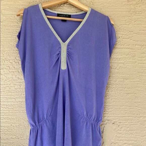 August Silk Purple Knit Top with Shimmer Collar, Size S. NWOT - Picture 1 of 7